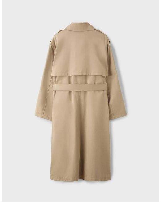 Stradivarius Natural Long Basic Trench Coat