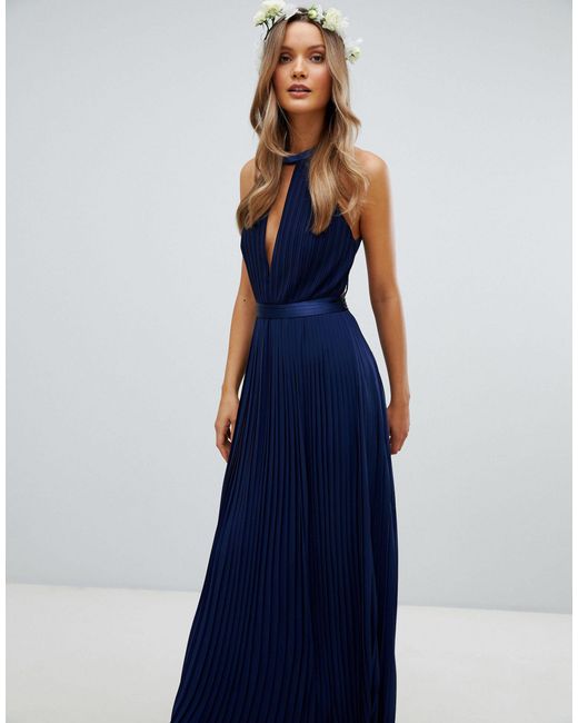 tfnc bow back pleated maxi bridesmaid dress