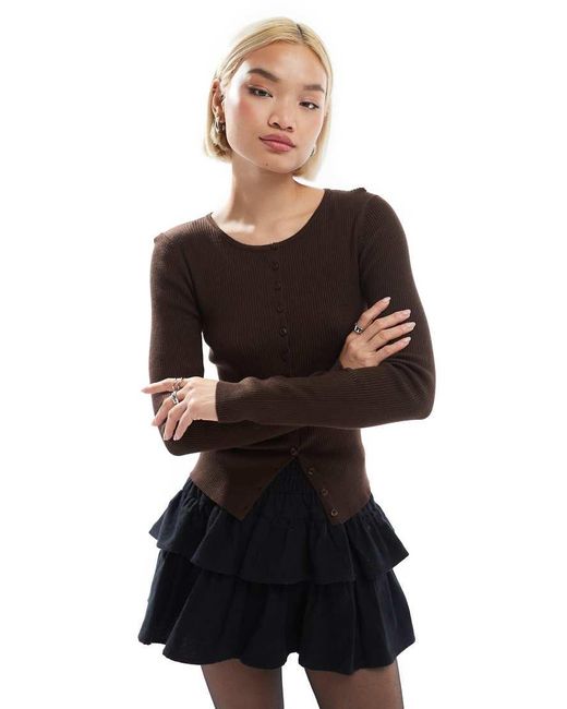 Stradivarius Aansluitend Geribbeld Vest in het Black