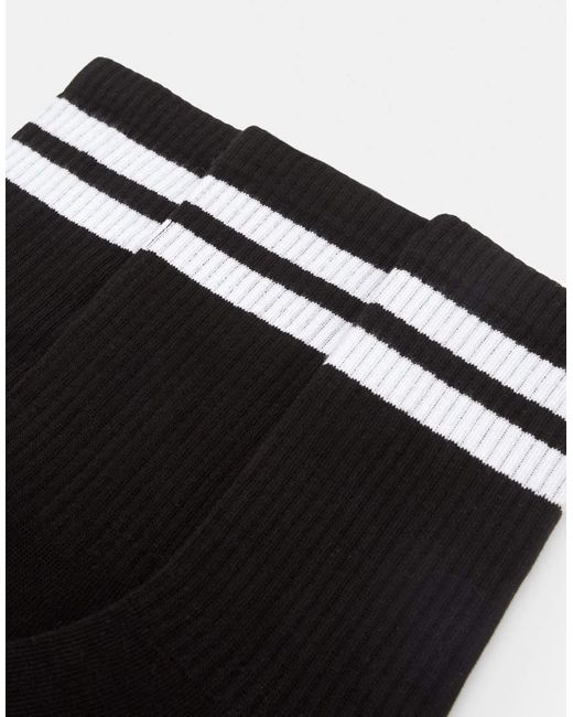 Pull&Bear Black Long Striped Socks for men
