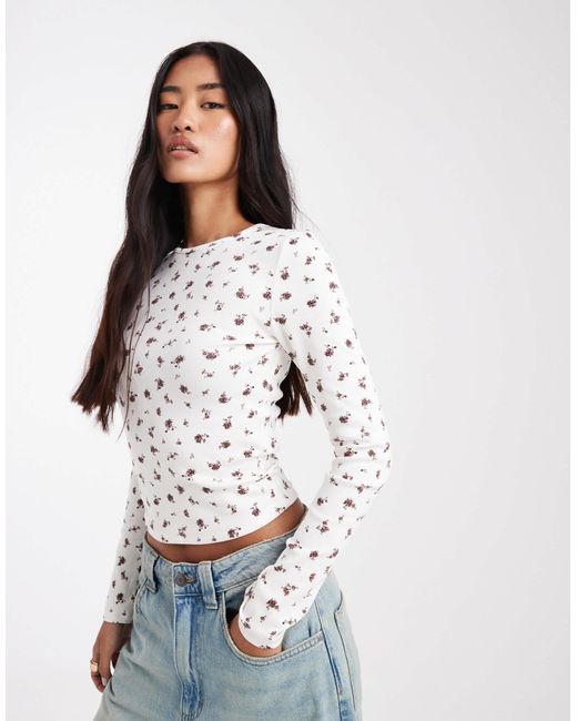 Top côtelé ras Miss Selfridge en coloris White