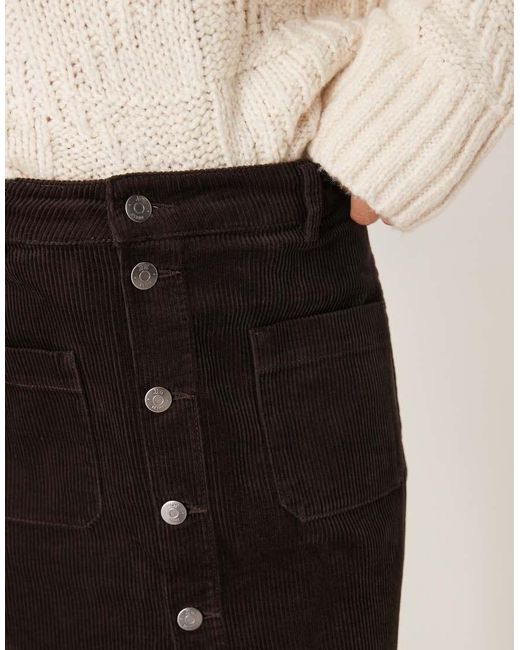 Jdy Natural Cord Button Through Mini Skirt