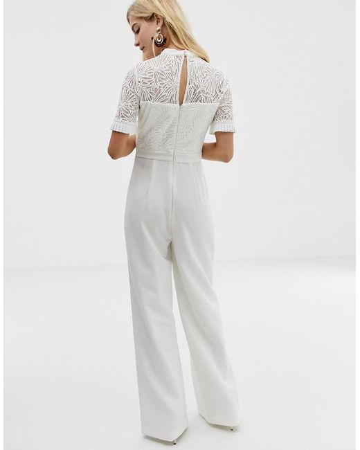 Enamored With You White Lace Wide-Leg Jumpsuit