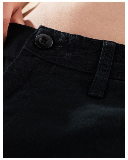 ASOS Black Wide Linen Chino Pants for men