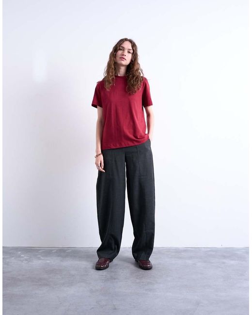 TOPSHOP Mid Rise Balloon Leg Clean Waistband Tapered Trouser