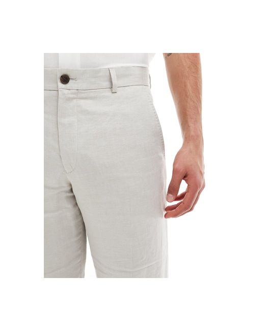 SELECTED White Linen Mix Suit Trouser for men