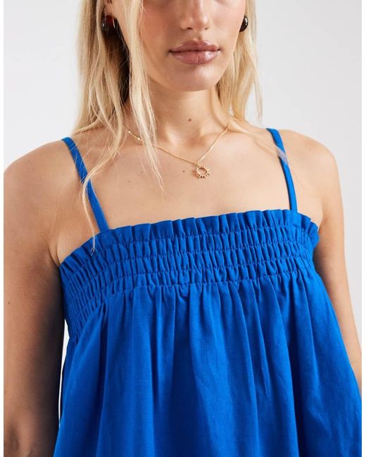 Aray Blue Mini Babydoll Beach Dress