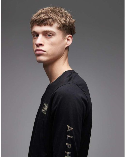 Alpha Industries Gray 100% Cotton Long Sleeve T-shirt With Chest And Sleeve Detail for men