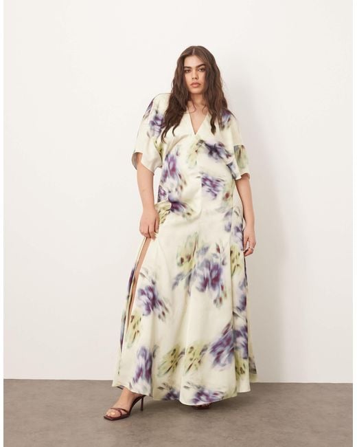ARRANGE Natural Curve Modern 30's Maxi Satin Dress With Shoulder Pad