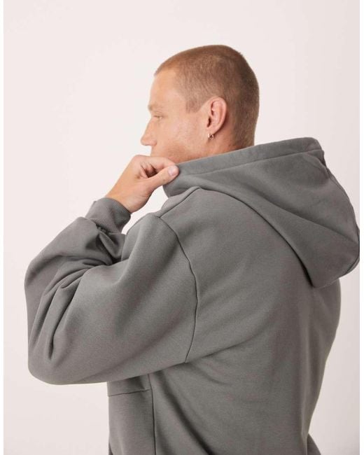 ASOS Gray Premium Heavyweight Oversized Hoodie With Bell Sleeve for men