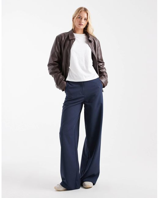 ASOS Blue Asos Design Tall Tailored Relaxed Straight Leg Pants