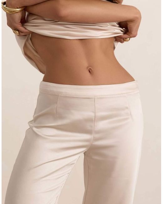 Missy Empire Natural Butter Satin Tailored Straight Leg Trouser
