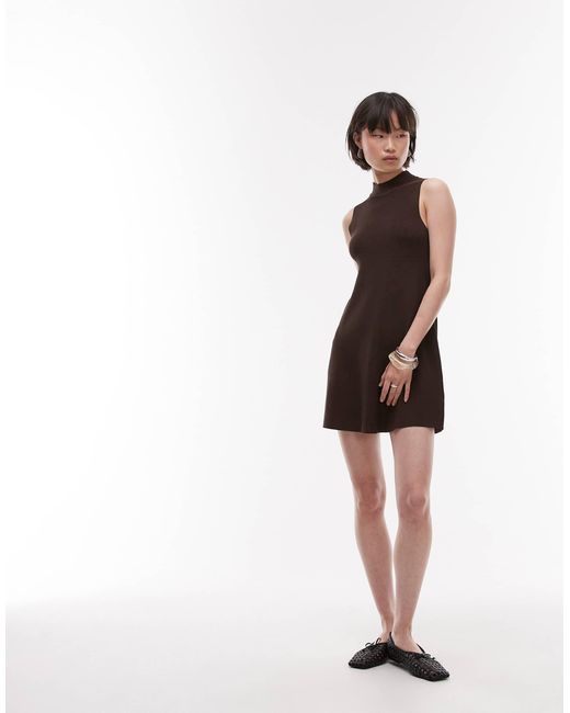 Mango Brown – minikleid aus kompaktem strick