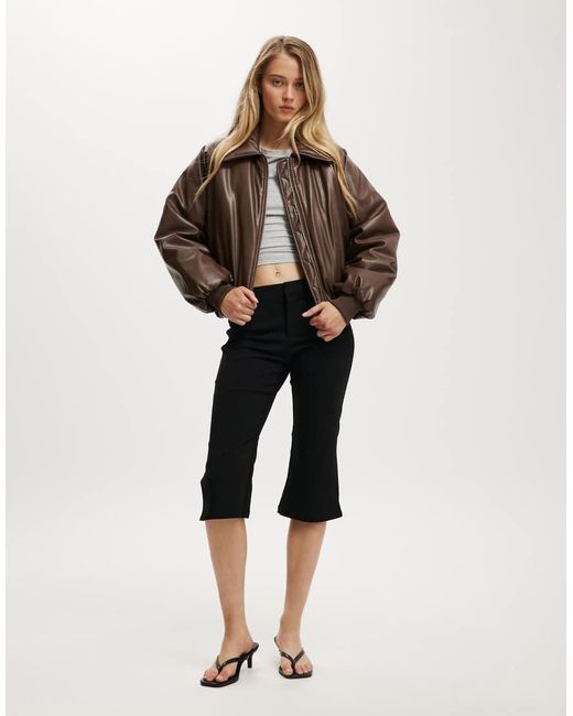 Cotton On Brown Faux Leather Puff Bomber