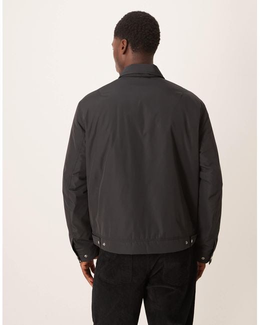 ARKET Black Nylon Minimal Jacket With Zip Front for men