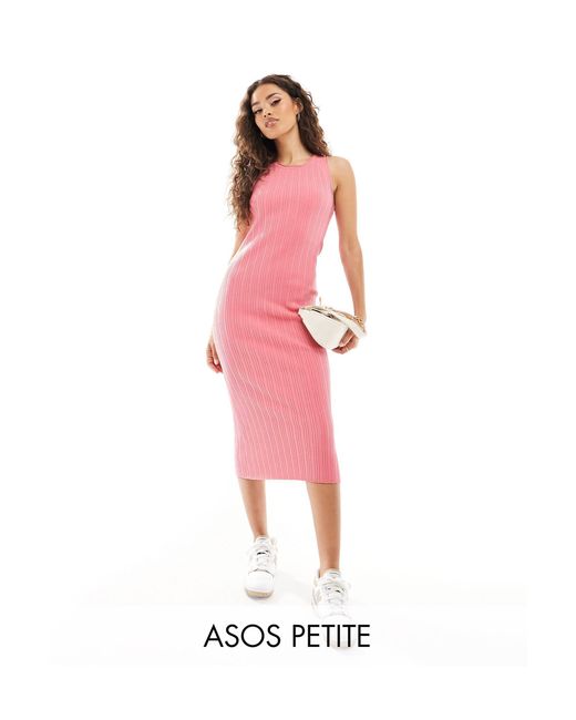 ASOS Pink Asos Design Petite Knitted Tank Midaxi Dress