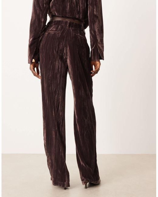 ASOS Brown Tailored Velvet High Waist Straight Leg Trousers Co-ord