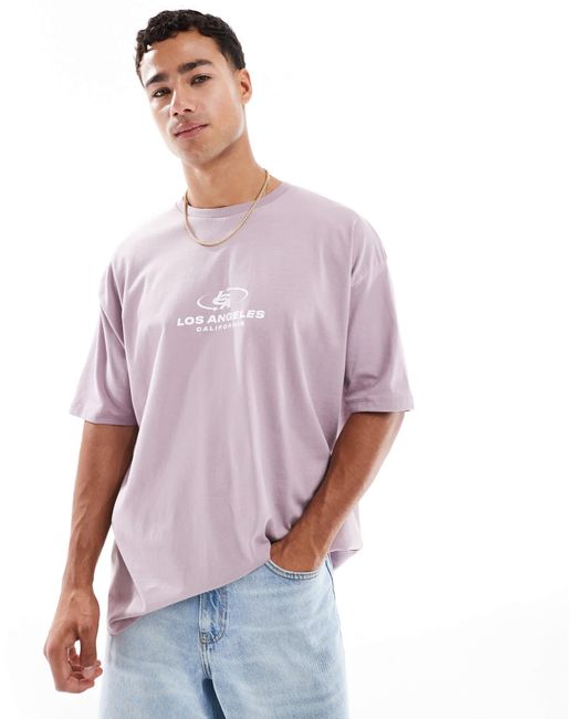 ASOS Purple Oversized T-shirt With City Graphic for men