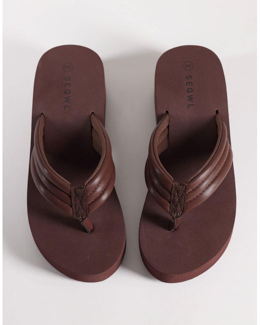 SEQWL Brown Thong Flatform Wedges