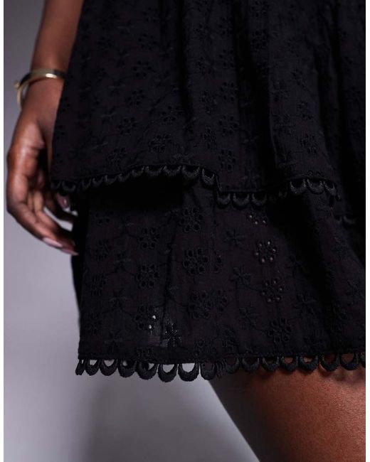 The Frolic Blue Exclusive Linen Blend Broderie Rara Skirt Mini Dress
