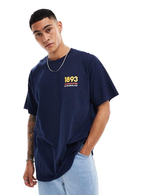 ASOS Blue Oversized T-shirt With Back Print for men
