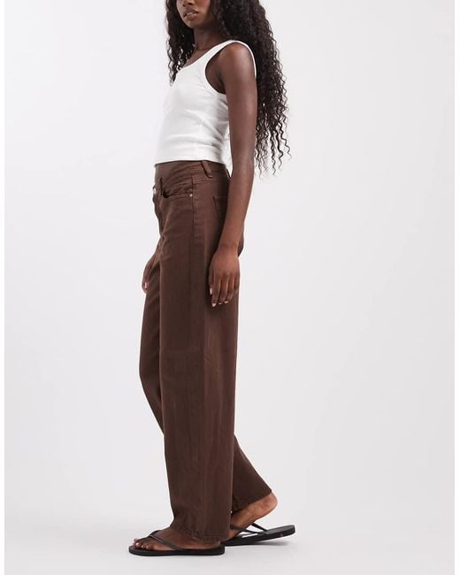 Pieces Brown Grace Barrel Leg Jeans