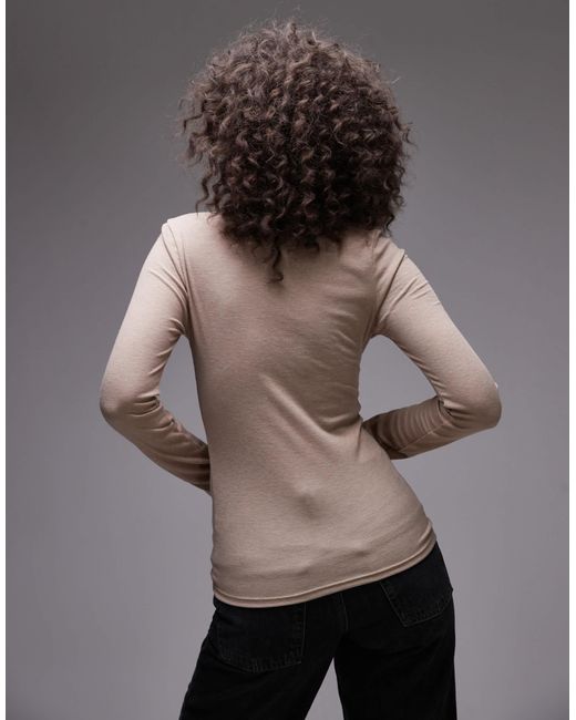 TOPSHOP Gray Premium Rib Long Sleeve Top