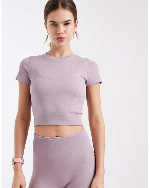 Adidas Originals Purple Workout Essentials Knit Baby Tee