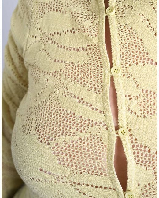 TOPSHOP Yellow Lace Asymmetric Top