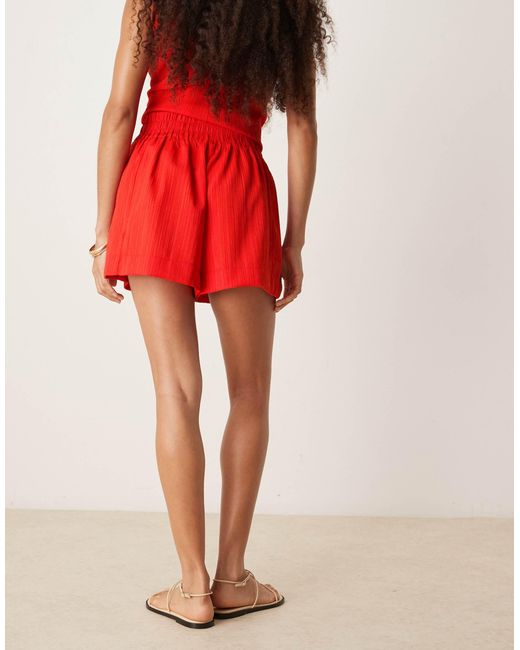 ASOS Red Crinkle Pull On Shorts