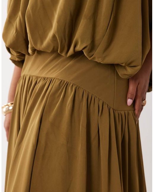 ASOS Brown Asos Design Curve Bubble Bandeau Full Skirt Maxi Dress