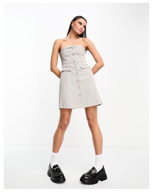 Noisy May White Tailored Button Down Mini Dress