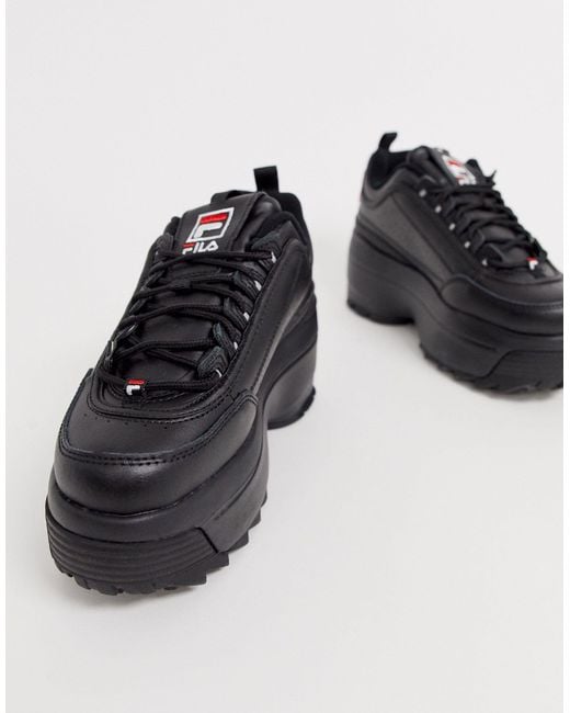 Disruptor II - Baskets compensées à semelle plateforme plate - -  Exclusivité ASOS Fila en coloris Noir | Lyst