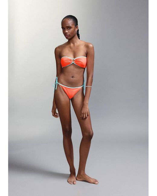 Mango Orange Teen Bandeau And Tie Waist Bikini Set