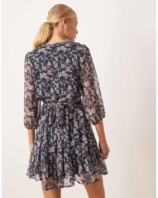 Vila Multicolor Wrap Front Mini Dress