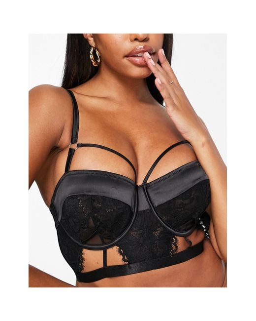 ASOS Fuller Bust Alika Satin Underboob Corset in Black Lyst