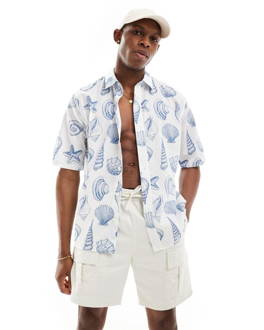 Chemise décontractée avec imprimé coquillages - cassé Only & Sons pour homme en coloris White