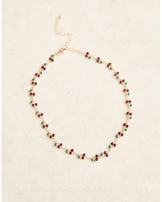 ASOS Korte Ketting Met Glinsterende Kersendetails in het Natural