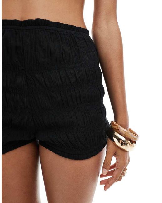 ASOS Black Crinkle Shirred Short