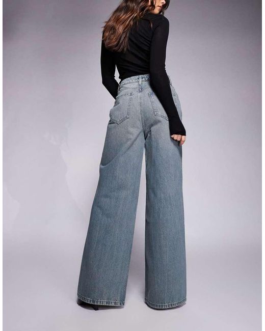 ASOS Blue High Waisted Wide Leg Jeans