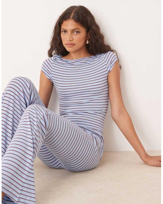 ASOS Top Met Korte Raglanmouwen En Strepen in het Gray