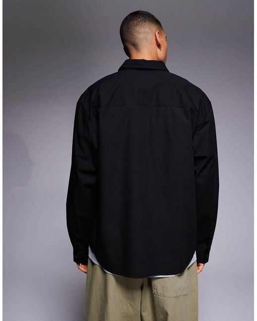ASOS Blue Oversized Shirt With Workwear Pocket for men