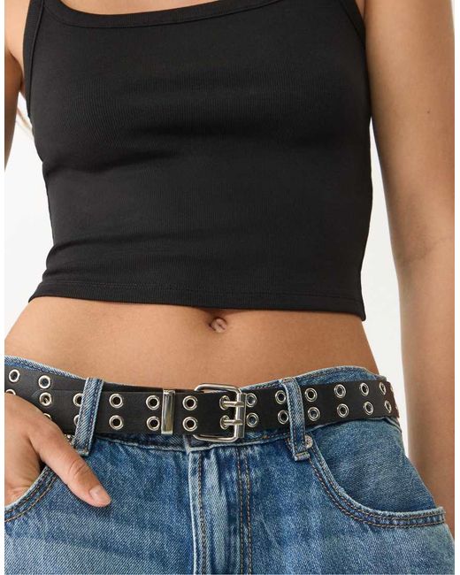 Stradivarius Black Stretch Strappy Top