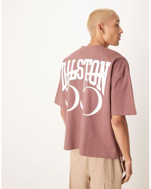 ASOS Pink Boxy Oversized T-shirt With Number Print for men