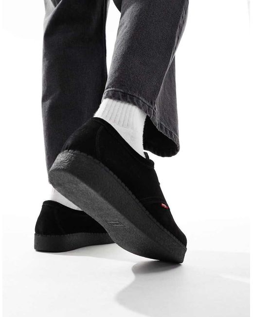 Levi's Black Suede Lace Up Apron Shoes With Red Tab Logo for men