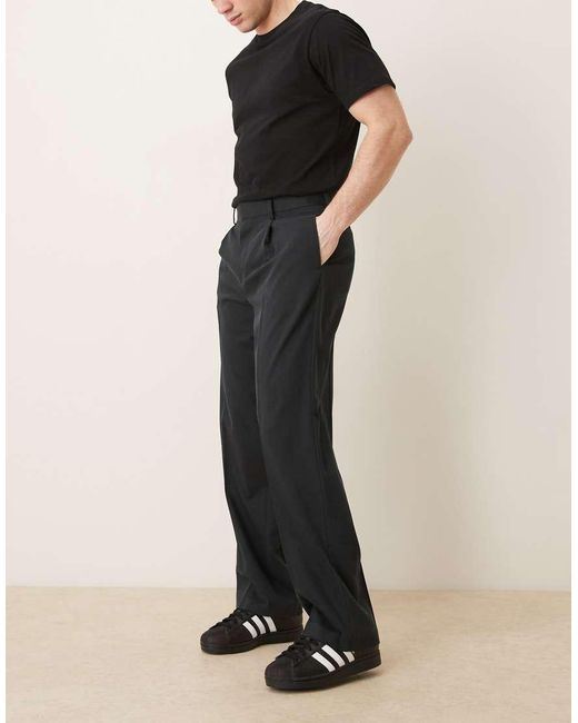 ASOS Black Smart Pleated Wide Leg Pants for men
