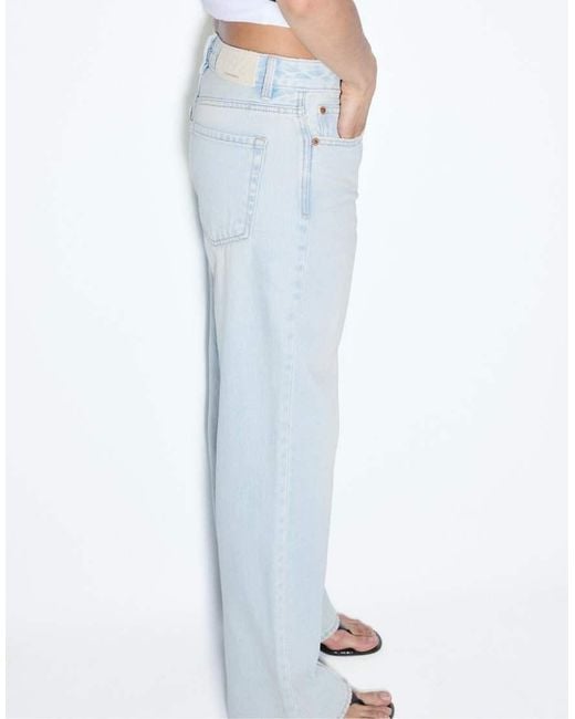 Stradivarius Blue Petite D92 Straight Wide-leg Jeans
