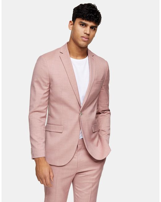 Topman Pink Slim Suit Jacket With Peak Lapels for men