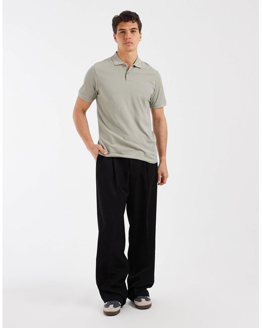 ASOS Gray Essentials Regular Fit Polo for men