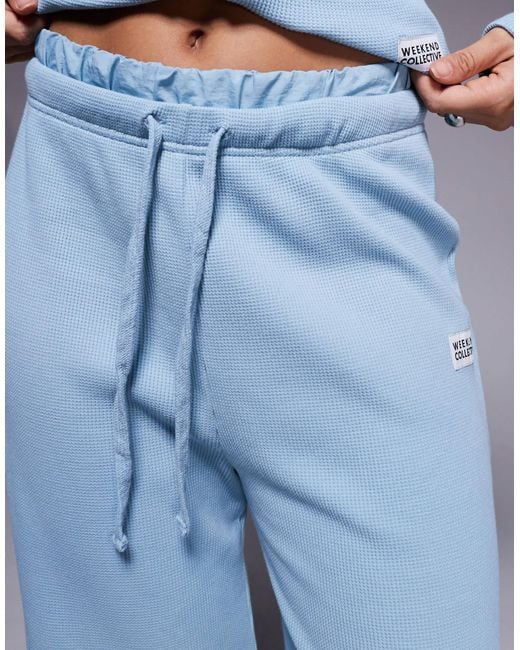 ASOS Blue Weekend Collective Co-Ord Wide Leg Waffle Jogger